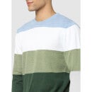 Green and White Colourblocked Pullover Sweater (CELINE)