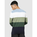Green and White Colourblocked Pullover Sweater (CELINE)