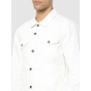 White Checked Denim Jacket with Embroidered (CUOVER)