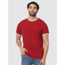 Red and White Solid Regular Fit Cotton T-shirt (BEPIQUO)