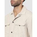 Beige Solid Relaxed Fit Classic Casual Shirt (BANYLON)
