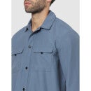 Blue Solid Relaxed Fit Classic Casual Shirt (BANYLON)
