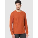 Orange Long Sleeves Round Neck Cotton T-shirt (CEFRAME)
