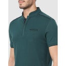 Green Mandarin Collar Slim Fit Cotton T-shirt (VEOFFICERIN1)