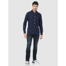Navy Blue Classic Casual Cotton Shirt (CAPINPOINT)