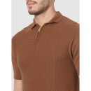 Brown Polo Collar Cotton T-shirt (CEJACKIN)
