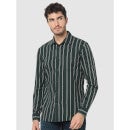 Olive Green Striped Long Sleeves Classic Casual Shirt (CACOSTRIP)