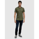 Olive Green Solid Cotton Straight Slim Fit Casual Shirt (CASLIM)
