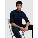 Men's Navy Blue Solid Casual Shirts (Various Sizes)
