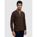 Brown Polo Collar Cotton T-shirt (CEROY)