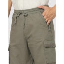 Olive Green Solid Regular Fit Cargo Shorts (BOZIP1BM)