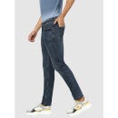 Navy Blue Low Distress Light Fade Stretchable Jeans (COCANDI1)