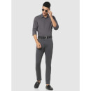 Grey Classic Regular Fit Solid Trousers (COKNIT)