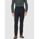 Navy Blue Tailored Slim Fit Mid-Rise Formal Trousers (BOAMAURY)