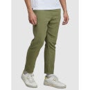 Olive Green Solid Cotton Slim Fit Chinos Trousers (COBOGAZE)