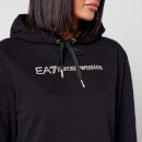 EA7 Train Shiny Logo-Printed Cotton-Jersey Hoodie - S