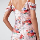Hope & Ivy Valetta Floral-Print Satin Midi Dress - UK 6