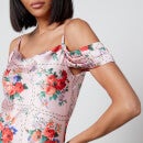 Hope & Ivy Valetta Floral-Print Satin Midi Dress - UK 6