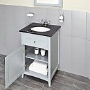 Bathstore Savoy 600mm Floorstanding Vanity Unit and Basin, Granite Worktop - Light Grey