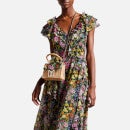Ted Baker Jaysisa Mini Floral-Print Rattan Bag