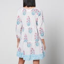 SZ Blockprints Priya Floral-Print Cotton-Gauze Dress - M