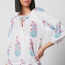 SZ Blockprints Priya Floral-Print Cotton-Gauze Dress - M