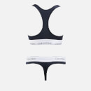 Calvin Klein Underwear Cotton-Blend Unlined Bra and Thong Set - M