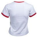 Creed DAME Diamond Logo Women's Cropped Ringer T-Shirt - White Red - XS