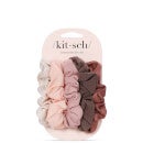 Kitsch Assorted Textured Scrunchies Set - Terracotta (Pack of 5)
