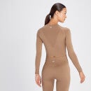 MP Shape Seamless Long Sleeve Crop Top för kvinnor – Ljusbrun - XS