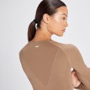 MP Shape Seamless Long Sleeve Crop Top för kvinnor – Ljusbrun - XS