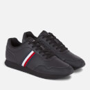 Tommy Hilfiger Men's Leather Running Style Trainers - Triple Black - UK 7