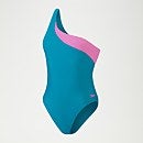 Asymmetrischer Badeanzug für Damen Türkis/Violett