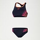 Placement-Bikini für Damen Marineblau/Pink