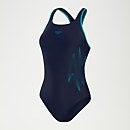 Bañador HyperBoom con espalda deportiva para mujer, negro/verde azulado