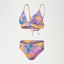 Bedruckter Triangel-Bikini mit Bändern für Damen Violett/Blau