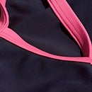 Logo Muscleback-Badeanzug mit dünnen Trägern für Mädchen Marineblau/Pink