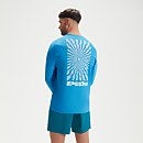 Bedrucktes langärmeliges Schwimm-Shirt für Herren Blau