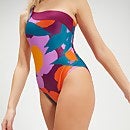 Women's Printed Asymetric Swimsuit Teal/Mango