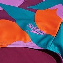 Bedruckter, asymmetrischer Badeanzug für Damen Türkis/Mango