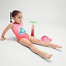 Bañador con impresión digital para niña pequeña, coral/rosa