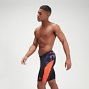 Bañador entallado ECO Endurance+ con estampado de contraste para hombre, negro/naranja