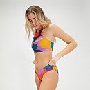 Bedruckter Volleyball-Bikini mit Logo für Damen Türkis/Mango