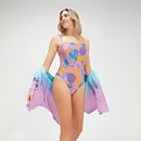 Bedruckter, verstellbarer Badeanzug mit dünnen Trägern für Damen Violett/Mango
