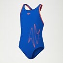Girls' HyperBoom Placement Flyback Swimsuit Blue/Orange