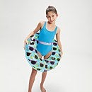 Badeanzug mit Kontrastgürtel für Mädchen Blau