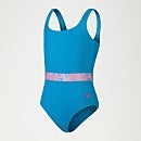 Badeanzug mit Kontrastgürtel für Mädchen Blau