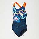 Bañador Splashback con impresión digital para niña, azul marino/naranja