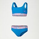 Bikini mit Kontraststreifen für Mädchen Blau