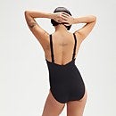 Formender bedruckter AmberGlow-Badeanzug für Damen Schwarz/Grau